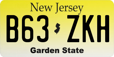 NJ license plate B63ZKH