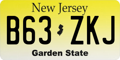 NJ license plate B63ZKJ