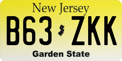 NJ license plate B63ZKK