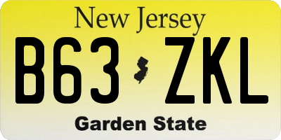 NJ license plate B63ZKL