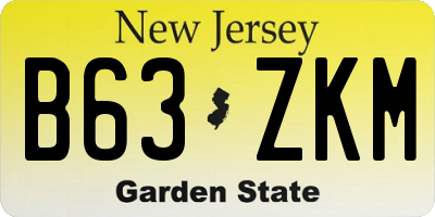 NJ license plate B63ZKM