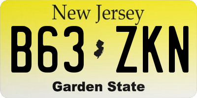 NJ license plate B63ZKN