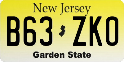 NJ license plate B63ZKO