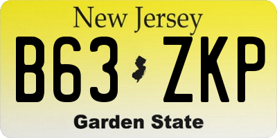 NJ license plate B63ZKP