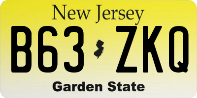 NJ license plate B63ZKQ