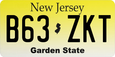 NJ license plate B63ZKT