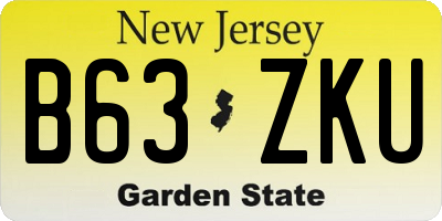 NJ license plate B63ZKU