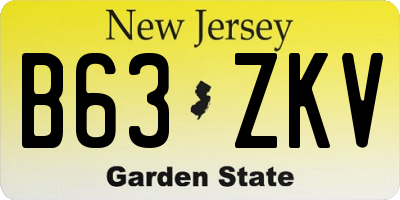 NJ license plate B63ZKV