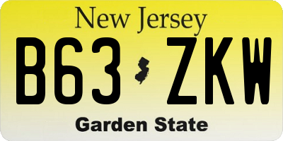 NJ license plate B63ZKW