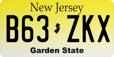 NJ license plate B63ZKX