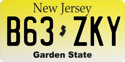 NJ license plate B63ZKY