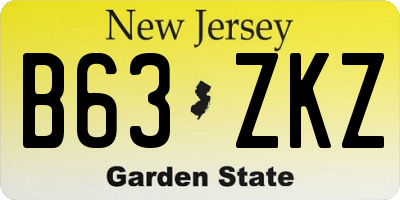 NJ license plate B63ZKZ
