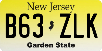 NJ license plate B63ZLK