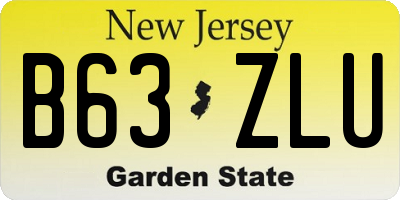 NJ license plate B63ZLU
