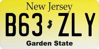 NJ license plate B63ZLY