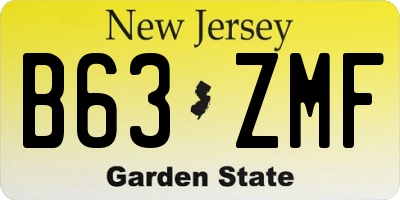 NJ license plate B63ZMF