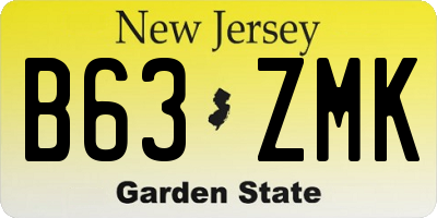 NJ license plate B63ZMK