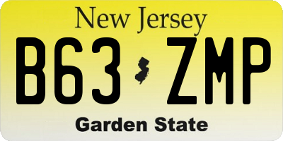 NJ license plate B63ZMP