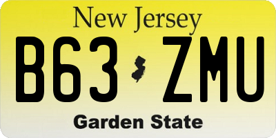 NJ license plate B63ZMU