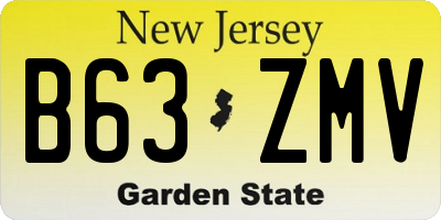 NJ license plate B63ZMV