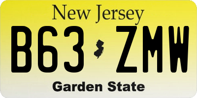 NJ license plate B63ZMW