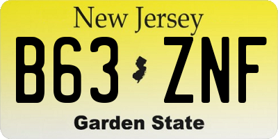 NJ license plate B63ZNF