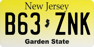 NJ license plate B63ZNK