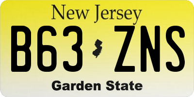 NJ license plate B63ZNS