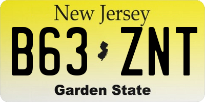 NJ license plate B63ZNT