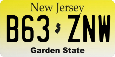 NJ license plate B63ZNW