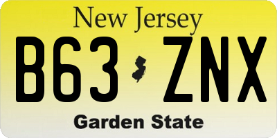 NJ license plate B63ZNX