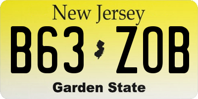 NJ license plate B63ZOB