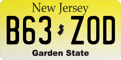 NJ license plate B63ZOD