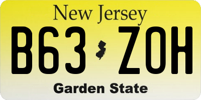 NJ license plate B63ZOH