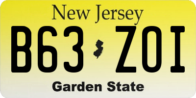 NJ license plate B63ZOI