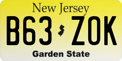 NJ license plate B63ZOK