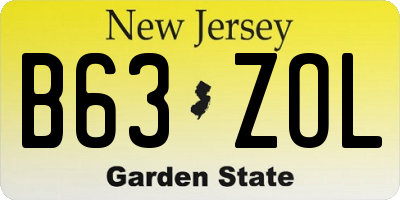 NJ license plate B63ZOL