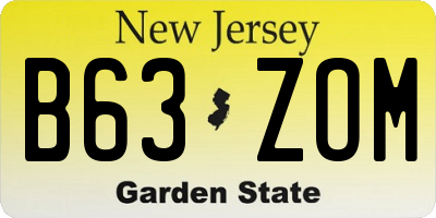 NJ license plate B63ZOM