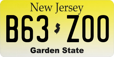 NJ license plate B63ZOO