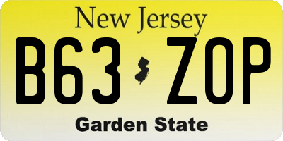 NJ license plate B63ZOP
