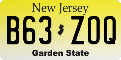 NJ license plate B63ZOQ