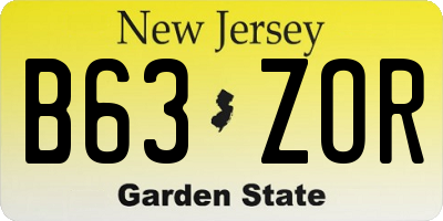NJ license plate B63ZOR