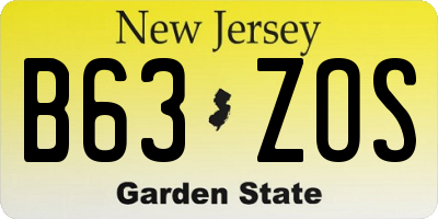 NJ license plate B63ZOS