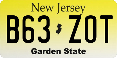 NJ license plate B63ZOT