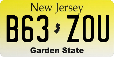 NJ license plate B63ZOU