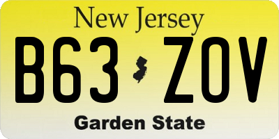 NJ license plate B63ZOV
