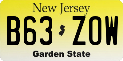 NJ license plate B63ZOW