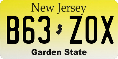 NJ license plate B63ZOX