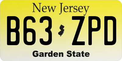 NJ license plate B63ZPD