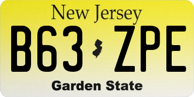 NJ license plate B63ZPE